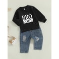 thumbnail image 3 of Suealasg Toddler Boys 2Pcs Fall Outfits Long Sleeve Crew Neck Letter Print Sweatshirt Sweatpants 6M 1T 2T 3T Infant Baby Boys Tracksuit Clothes, 3 of 8