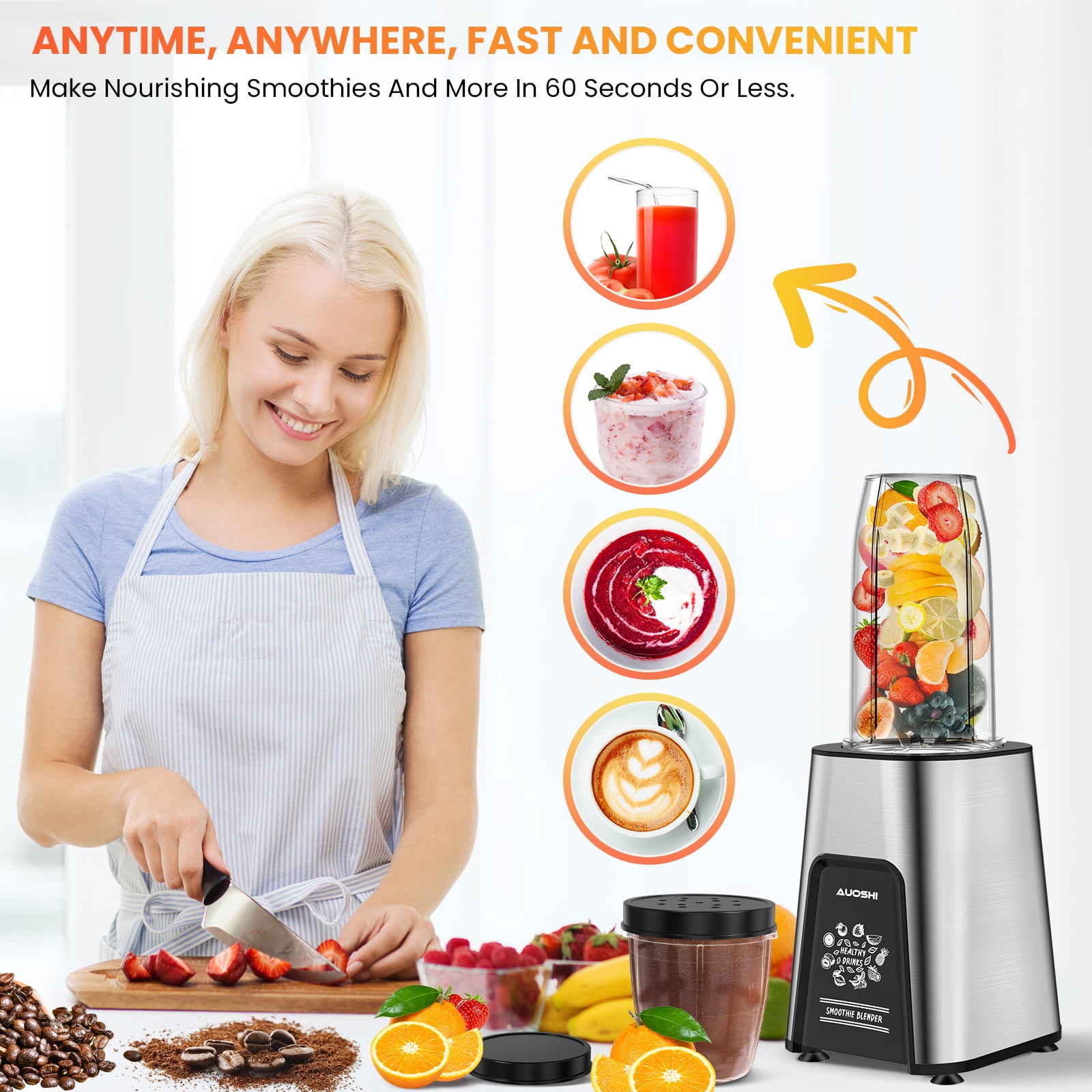 VEWIOR 900W Blender for Shakes and Smoothies, 11 Pieces Personal Blenders  for Kitchen with 6 Fins Blender Blade, Smoothie Blender with 2 * 22 oz  To-Go Cups BPA Free - Yahoo Shopping