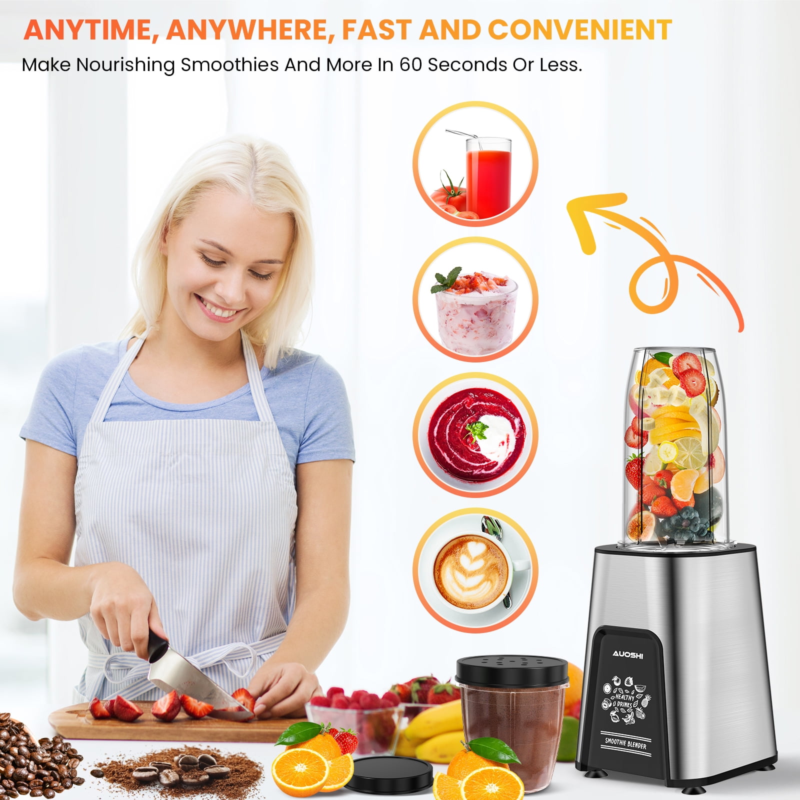 Abuler Smoothie Blender 900W with To-Go Cups Shake Blenderupgrade 6-Point Blade Personal Blender 12 Pieces Shake Blender Combo Frozen Drink-crushed Nu