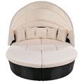 thumbnail image 3 of GO Outdoor Rattan Daybed Sunbed with Retractable Canopy, Round Sectional Sofa Set in Black Wicker, Beige Washable Cushions, Clamshell Seating for Backyard & Porch, Easy Assembly (1 Hr), 250 lbs/Seat, 3 of 14