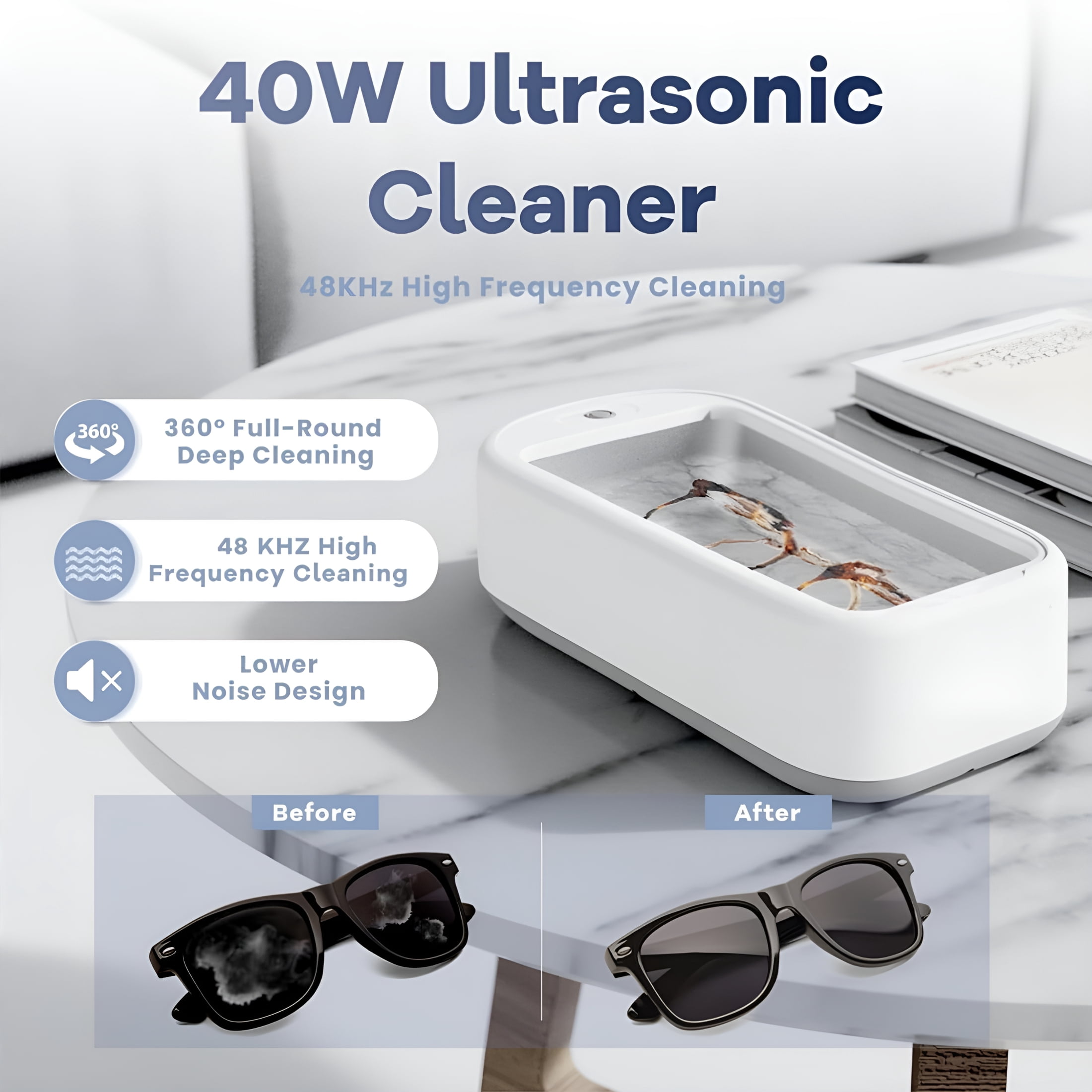 CURYMAY 2026 New Ultrasonic Cleaner Machine,40W 22Oz (640Ml) Portable Professional Sonic Jewelry Cleaner for Eye Glasses,Ring,Earring,Necklaces,Watch Strap,Makeup Brush