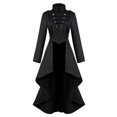 thumbnail image 1 of Leodye Robe Médiévale à la Mode et Confortable pour Femmes, Queue-de-Pie, Ourlet Irrégulier, Haut long Rétro Noir 8(L), 1 of 5