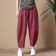 thumbnail image 5 of Pantalones harén de lino y algodón estilo retro holgados Y2k para mujer, pantalones hasta los tobillos elásticos de cintura alta estilo Harajuku de verano, pantalones casuales de gran tamaño, nuevos, 5 of 5