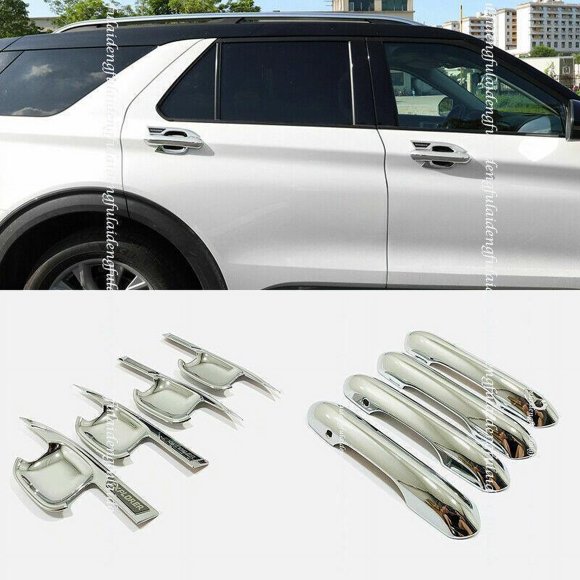 for Ford Explorer 2020-2022 Chrome Exterior Car Door Handle+Door Bowl Trim Cover