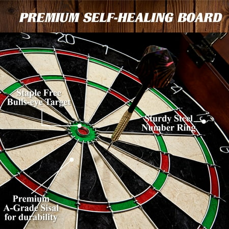 Barrington - Billiards Chatham Wood Dartboard Cabinet With 18” Bristle Dartboard and Steel Tip Dart Set - Brown