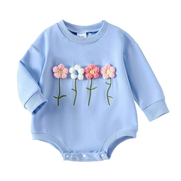 Staki Girl Clothes Fall Baby Girls Bodysuits Infant Girls Clothing for Fall(Blue,3-6 Months)