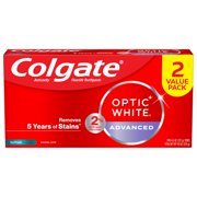 Colgate Optic White Advanced Teeth Whitening Toothpaste, 2% Hydrogen Peroxide Toothpaste, Icy Fresh, 4.5 Oz, 2 Pack