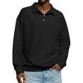thumbnail image 2 of Men's Casual Solid Color Button Long Sleeve Polo Shirt, Henley Collar Sport Top for Gym, Casual Fridays and Everyday Comfort,Black,L, 2 of 7