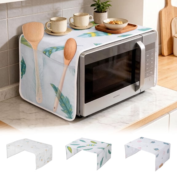 Toaster Oven Cover with Storage Pockets 13.4"x33.5" Multifunctional Appliance Shield Cloth Decorative Kitchen Protector for Dishwasher