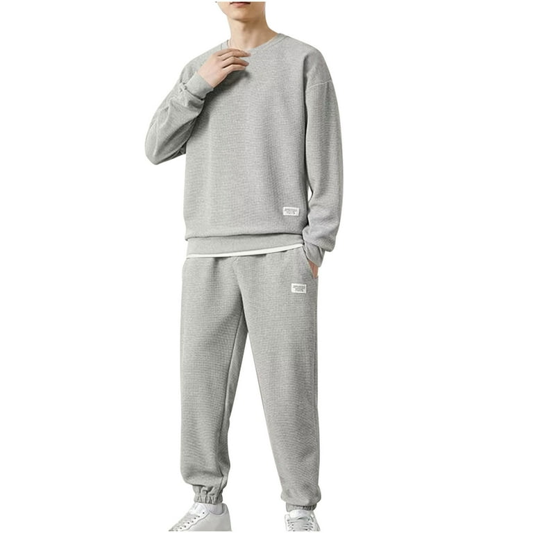 haneshirts Big Tall Men's 5XL Waffle Knit Tracksuit Set