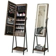 thumbnail image 1 of Gymax 3-Color LED Jewelry Armoire with Built-in Light and Power Adapter, Rustic Brown, 1 of 10