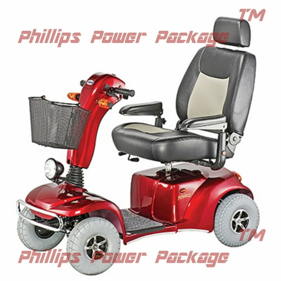 Merits - Pioneer 10 - HD Maxi Electric Scooter - 4-Wheel - 22"W x 20"D - Red - PHILLIPS POWER PACKAGE TM - $500 VALUE