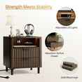 thumbnail image 6 of 18" Wide Fluted Nightstand Set of 2 with Charging Station Modern Wood Bedside Table with 2 Drawers and Open Shelf, Mid Century End Table for Bedroom Living Room Office, Walnut, 6 of 10