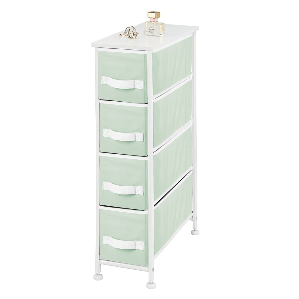 mDesign Narrow Dresser Storage Tower Stand with 4 Removable Fabric