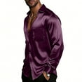 thumbnail image 4 of HomeDM Mens Satin Dress Shirts, Long Sleeve Button Down Shiny Shirts for Formal Casual Business Party Wedding, Purple, 4 of 6