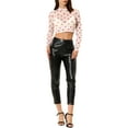 thumbnail image 2 of Unique Bargains Women's Semi-Sheer Sexy Heart Print Crop Top Party Mesh Blouse S White, 2 of 6