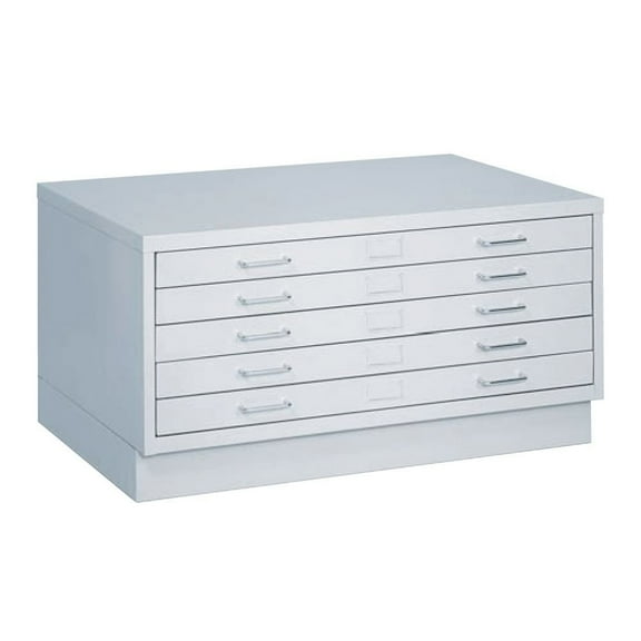Safco 5 Drawer Small Metal Flat Files Cabinet in Light Gray