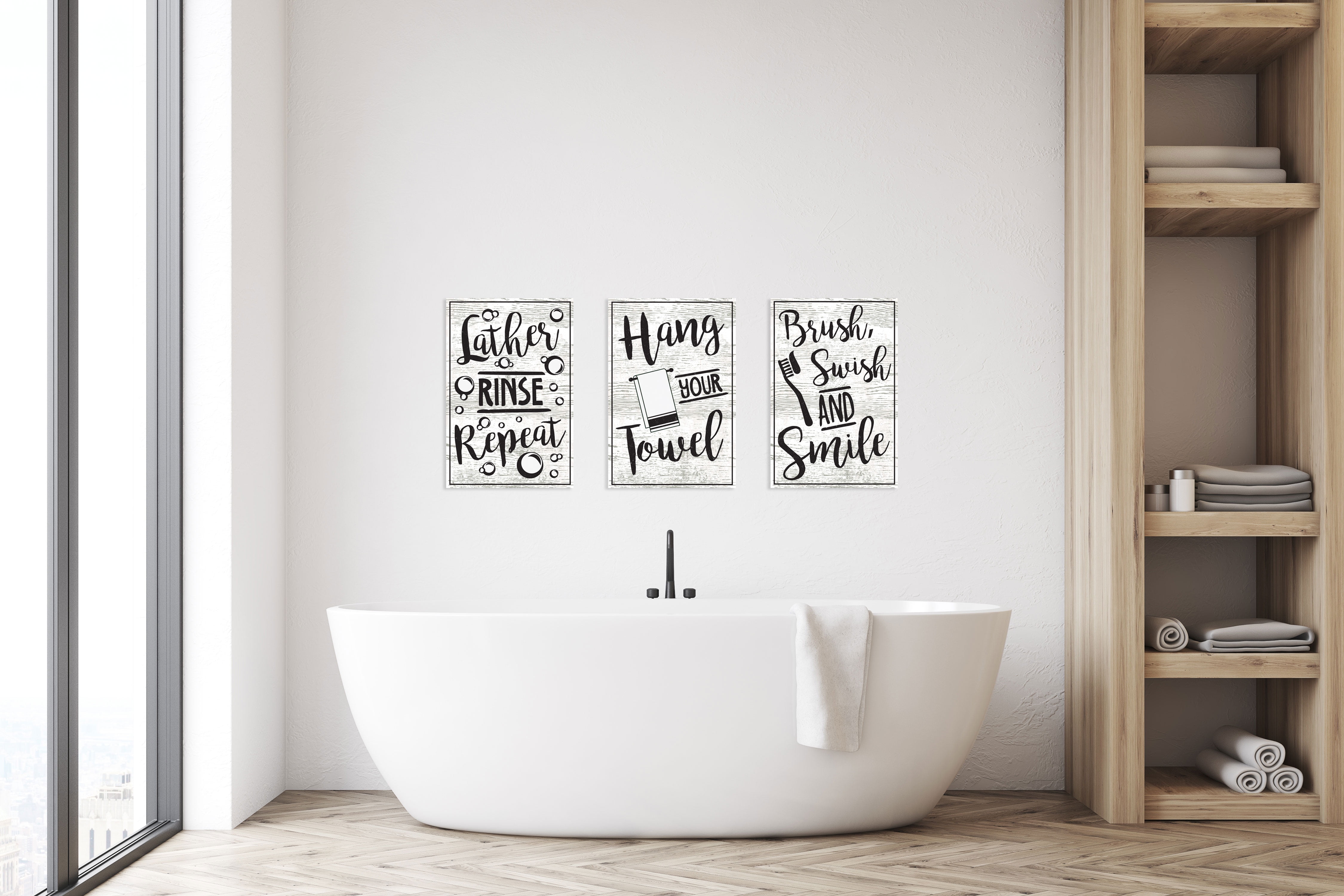 andrageren Gør det ikke Norm Gango Home Decor Bathroom Rules Typography Wall Art; Three Black & White  16x24in Fine Art Paper Giclee Prints - Walmart.com