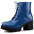 thumbnail image 1 of Unique Bargains Bottes de Combat à Talons Épais à Plateforme pour Femmes, 1 of 6