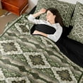 thumbnail image 4 of Feelyou Retro Aztec Bedding Comforter Set 7pcs, Green Triangle Abstract Full Bedding Set, 4 of 8