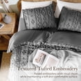 thumbnail image 5 of SONORO KATE Queen Tufted Boho Bedding Comforter Set - 3 Piece Farmhouse Chic Bed in a Bag, All-Season Jacquard Comforter with 2 Pillow Shams, Dark Gray, 5 of 9