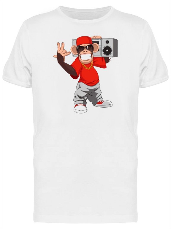 Happy Monkey With Boombox T-Shirt Men -Image by Shutterstock, Male x-Large