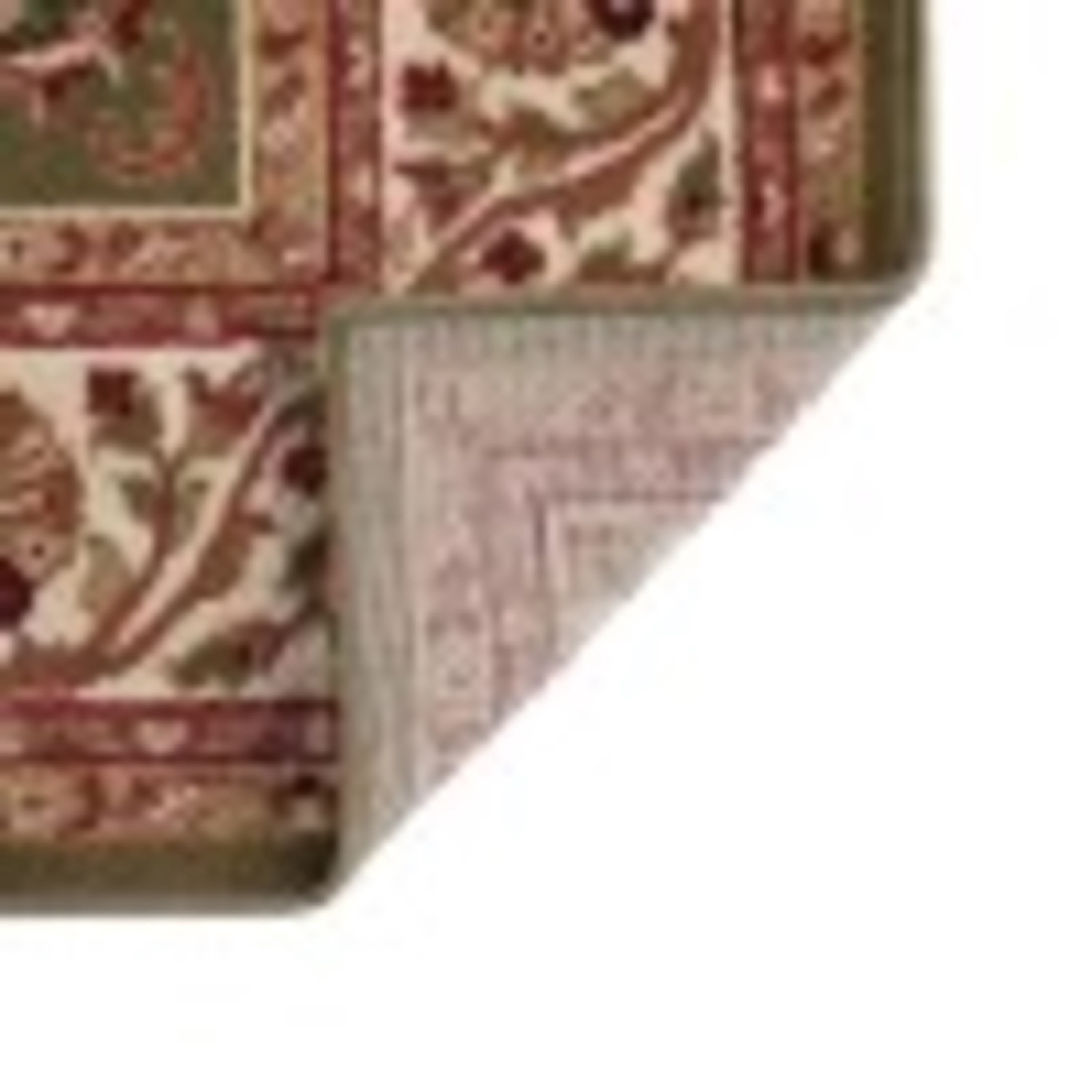 Sensation Traditional 5' Octagon Green and Beige Polypropylene Indoor Area Rug