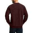thumbnail image 4 of Fshiont Men's Fleece Sweatshirt Sherpa Lined Crewneck Basic Winter Thick Pullover Tops with Pocket Wine L, 4 of 5