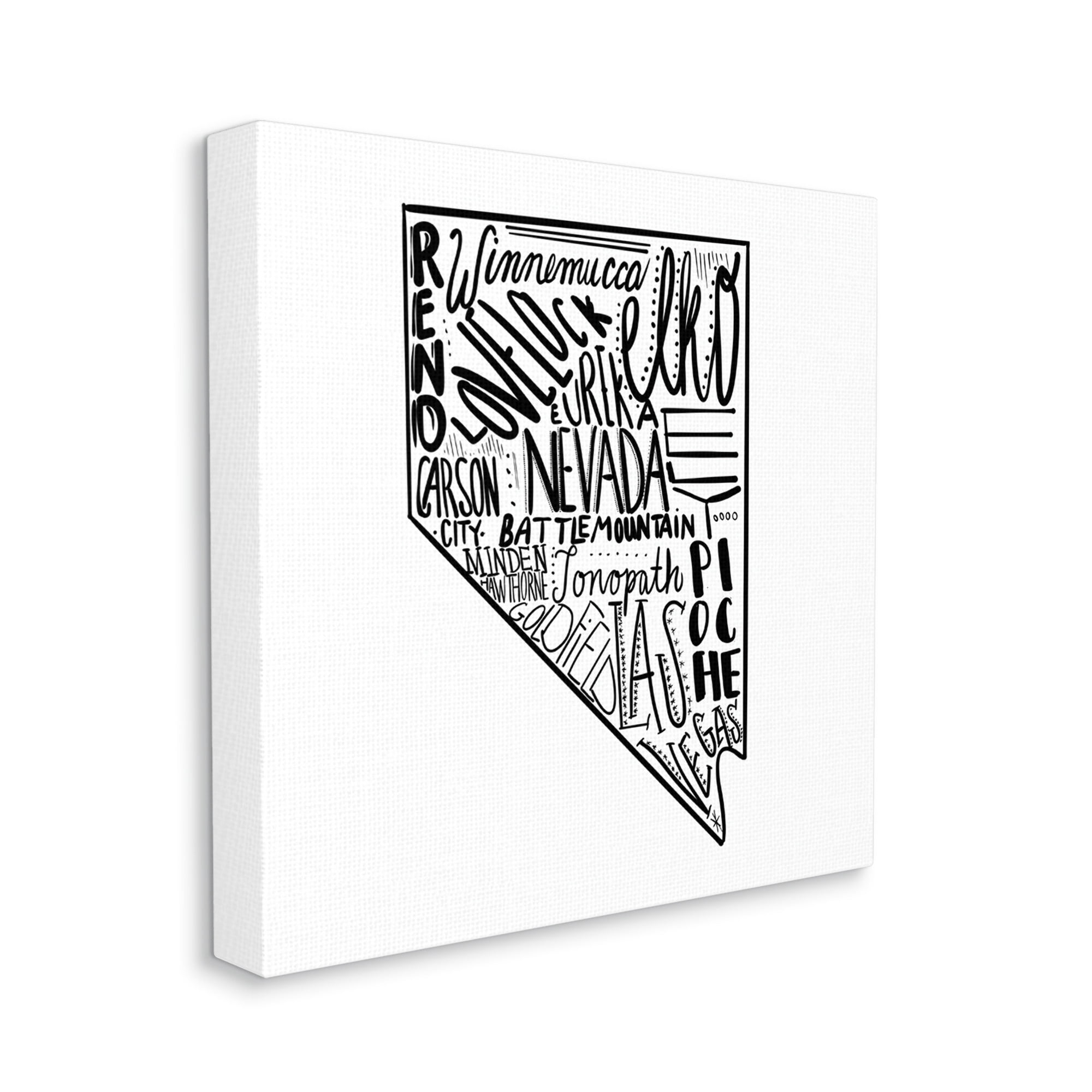 Stupell Industries Nevada Cities Typography Graphic Art Gallery Wrapped Canvas Print Wall Art, Design by The Saturday Evening Post