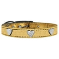 thumbnail image 2 of Silver Heart Widget Genuine Metallic Leather Dog Collar Gold 12, 2 of 2