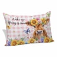 thumbnail image 2 of Spring Cow Pillow Covers 12"x20", Summer Sunflower Botanical Pink Plaid Soft Brushed Microfiber Breathable Throw Pillow Covers, Pillowcase with Zipper for Couch Sofa Bedroom Living Room, 2 of 9