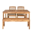 thumbnail image 2 of Walker Edison Solid Wood 4-Piece Outdoor Patio Dining Set, Brown, 2 of 6