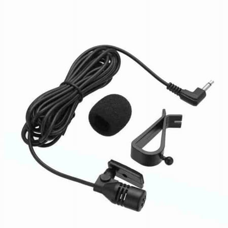 3.5mm Car Audio Microphone, Wired External Lavalier Clip-On Microphone for Auto DVD Radio Systems, 9ft Cable, Black