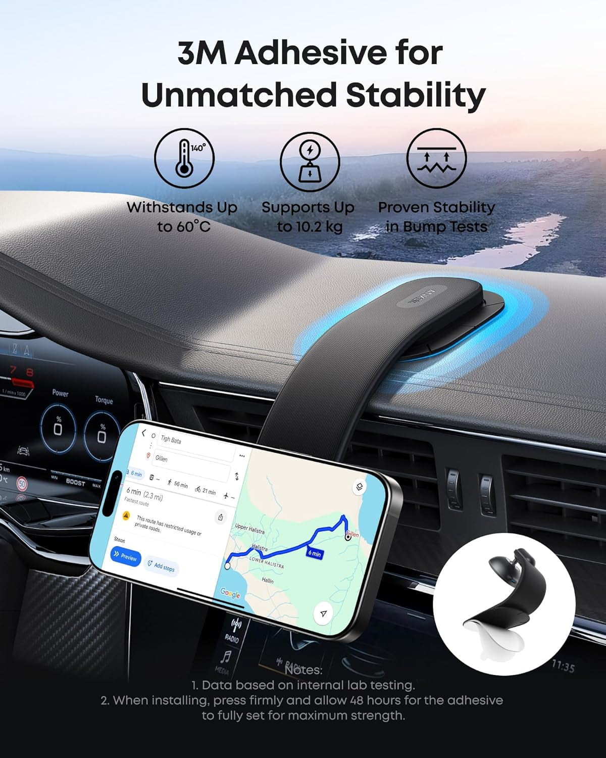 Anker Nano Magnetic Wireless Car Charger, 360° Adjustable Mount Car Charger with Detachable Pad