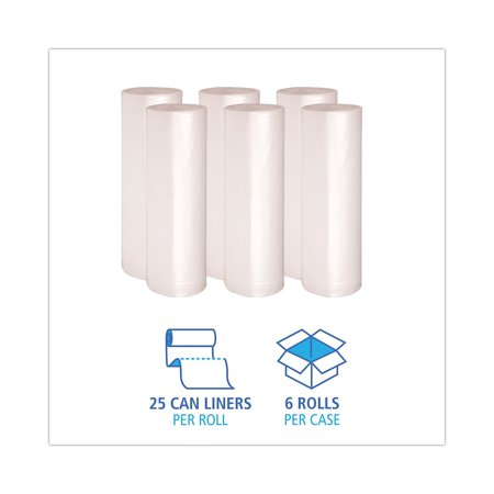 High-Density Can Liners 56 gal, 19 microns, 43" x 47", Natural, 150/Carton