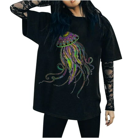 

HHei_K Womens Solid Color Personalized Printing Shirt Casual Tops corset tops for women