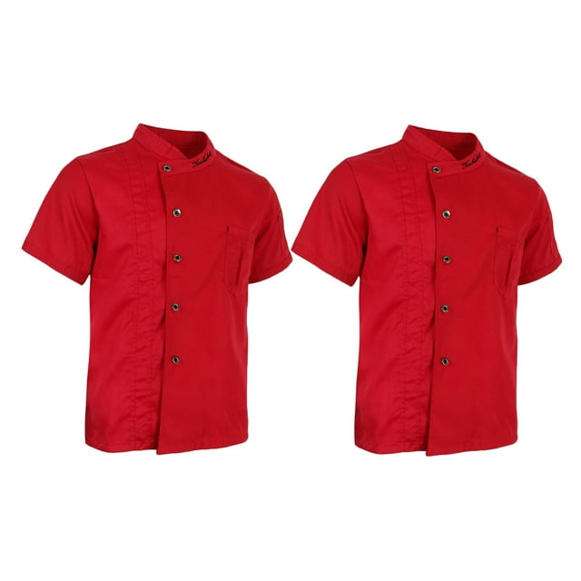 TISHITA 2x Unisex Chef Jackets Coat Short Sleeves Shirt Kitchen Uniform XL