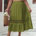 thumbnail image 2 of Yuzhih Women's Boho Skirts Elastic High Waist Pleated A-Line Hollow out Skirt Ruffle Lace Trim Tiered Midi Skirts, 2 of 5