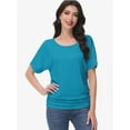 thumbnail image 4 of Women's Dolman Top Boat Neck Short Sleeve Solid Tees Casual T Shirt with Side Shirring Detail, 4 of 6