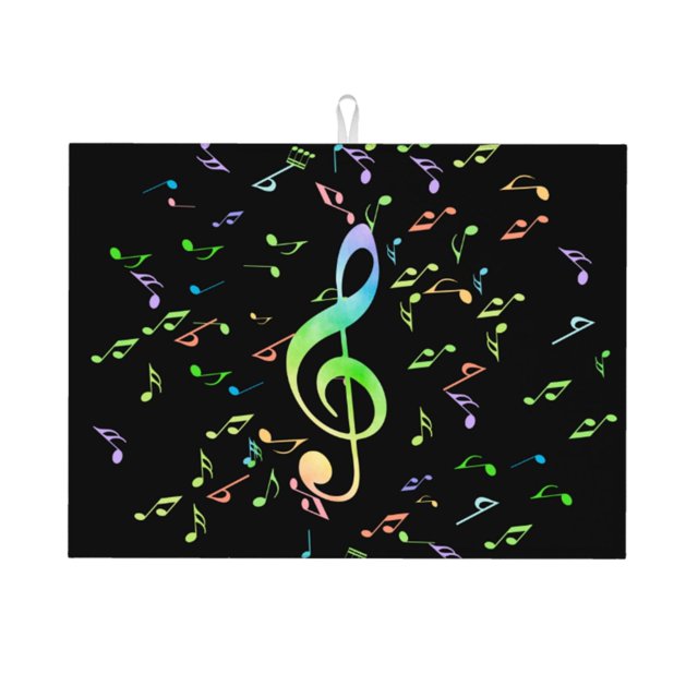 Balery Music Notes Alfombrilla de Secado para Cocina, 18x24 Pulgadas, Súper Absorbente para Platos y Encimeras