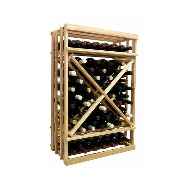 1Column Open Diamond Cube Wine Rack (Rustic Pine Unstained
