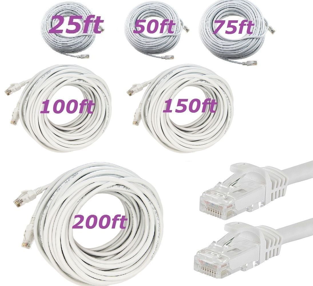 Cat 6 CAT6 Patch Cord Cable 500mhz Ethernet Internet Network LAN RJ45 UTP Black 25FT 
