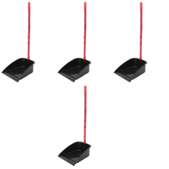 MLINS 4pcs Household Cleaning Shovel Stand-up Dustpan Wooden Long Handle Plastic Garbage Pan