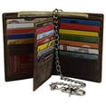 thumbnail image 2 of RFID Blocking Hipster Bifold Vintage Leather Chain Biker Wallet for Men, 2 of 15