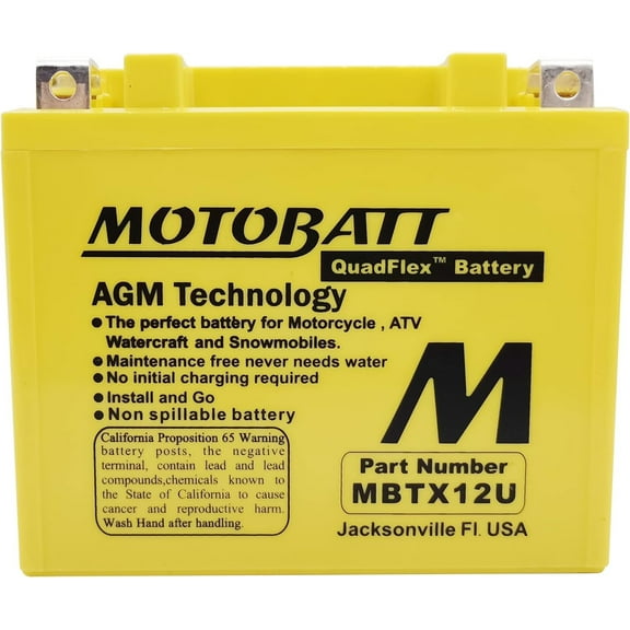MotoBatt Sealed Lead-Acid 12 Volt Vehicle Battery, 200 CCA