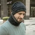 thumbnail image 3 of SPRING PARK 2Pcs/Set Men Winter Knitted Outdoor Soft Plush Lining Beanie Hat Cap + Scarf Neck Warmer Set, 3 of 4