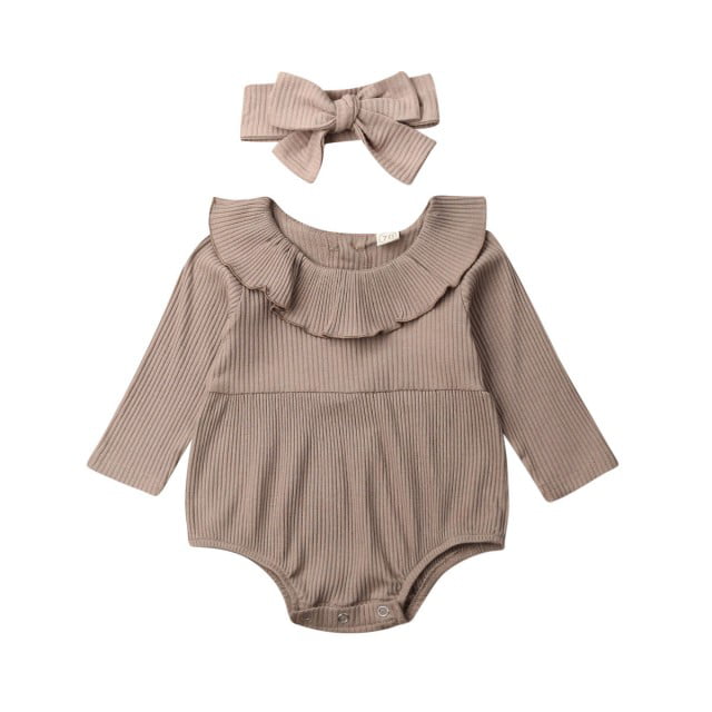 No shoes! Details about   2-piece Solid Bodysuit & Headband for Baby Girl