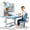 Blue, variant on Kids Desk and Chair Set for Ages 3–12, Height Adjustable Study Desk with Storage Drawer & Castle Backboard, Ergonomic Kids Writing Table with Widened Desktop for Boys Girls (Teal)