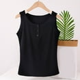 thumbnail image 2 of Wyobmus Womens Plus Size Tank Tops Soft Summer Sleeveless Henley Tank Tops Casual Oversized Camisoles Button Down Tunics Shirts X-5X A-Black, 2 of 6