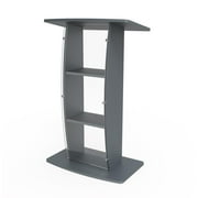 FixtureDisplays® 44.3" Tall Podium for Floor, Curved clear Front Acrylic Panel - Dark Grey 19658-GREY-CLEAR